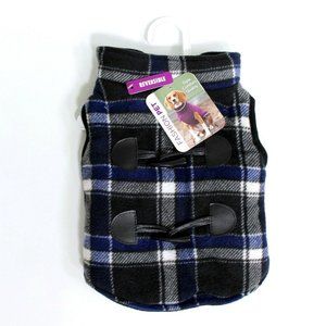 Fashion PET Black Blue Reversible Plaid Vest Dog Apparel Size S